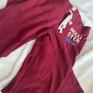 Hollister maroon straight leg drawstring sweatpant